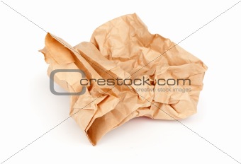 Piece of crumpled brown packaging paper