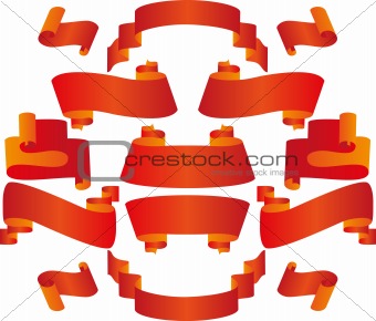 banners and ribbons of red on a white background