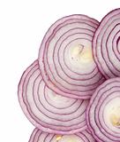 Closeup of red onion slices