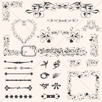 calligraphic design elements and vintage page decoration
