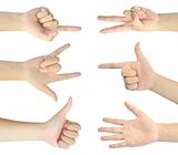 hand gestures set of woman hand isolated on white background