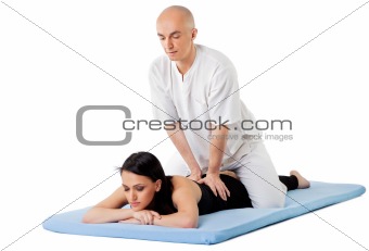 Woman therapist thai massage