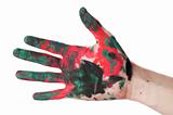 hands painted with watercolors