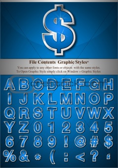 Blue Alphabet with Silver Emboss Stroke