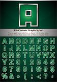 Green Alphabet with Silver Emboss Stroke