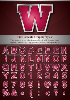 Pink Alphabet with Silver Emboss Stroke