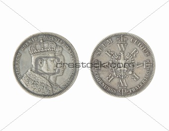 Vintage German coin isolated on a white