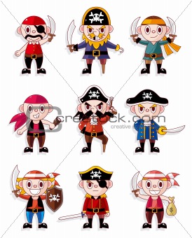 cartoon pirate icon set

