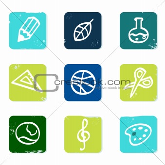 School and education icons set & elements isolated on white
