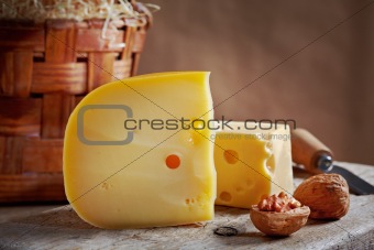 still life with cheese and walnuts