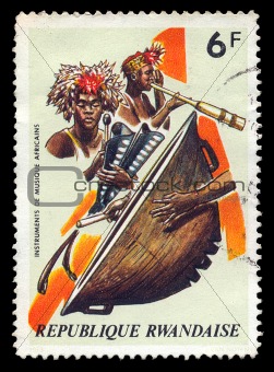 african musical instruments postage stamp