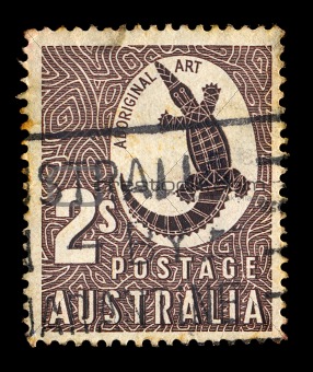 crocodile vintage postage stamp