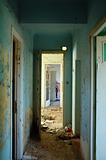 peeling hallway in abandoned building