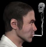 man and smoke skull 3d illustration