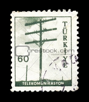 telephone pole postage stamp