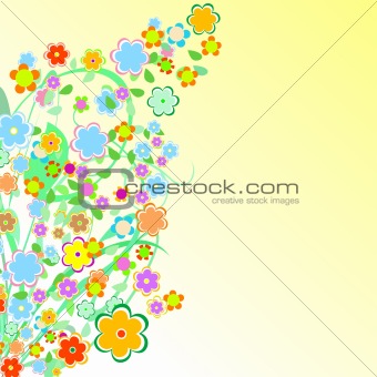 abstract floral Border backgound with camomiles. Flower design