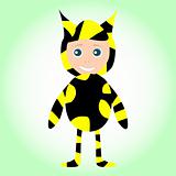 Cute sweet little baby boy wearing funny costume bee