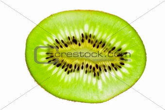 Vibrant slice of kiwi fruit