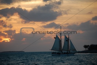 Sunset with sailboat