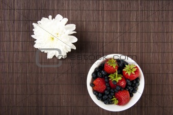 light Breakfast flower and Berries on a table