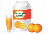 Box and glass with orange juice