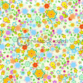 Beautiful pattern floral background with green leaf wallpaper