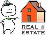Real estate - a real estate agent and a house - vector illustration in cartoon type
