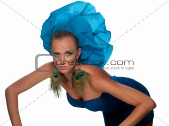 woman in a blue dress 