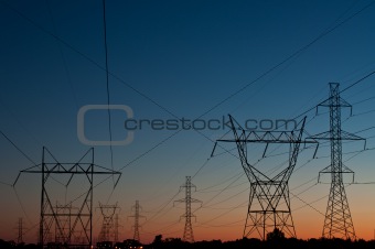 Electrical Towers at Sunset