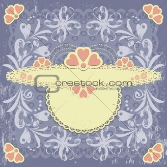 Ornate vintage vector floral frame on grange background