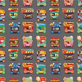 Cartoon market store car seamless pattern
