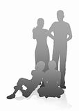 Family in very detailed silhouettes