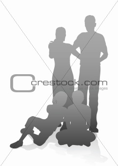Family in very detailed silhouettes