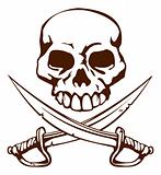 Pirate skull and crossed swords symbol