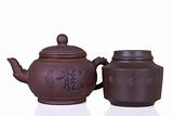 Ceramic teapot and sugar bowl