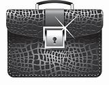 Vector illustration of a black leather briefcase