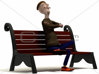 Teacher enjoys today weather on brown bench