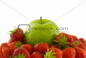 Strawberries  and the apple