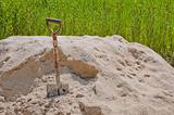 shovel in sand