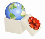 Earth in opened gift