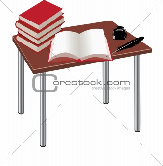 table with books