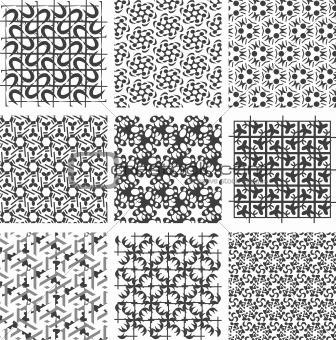 Set of monochrome geometric patterns. backgrounds collection