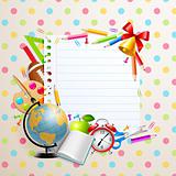 Back to school greeting card with stationery