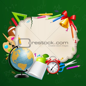 Back to school greeting card with stationery.