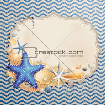 Vintage greeting card with shells