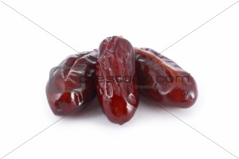 Three dates isolated on white