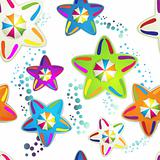 Seamless pattern with colored stars
