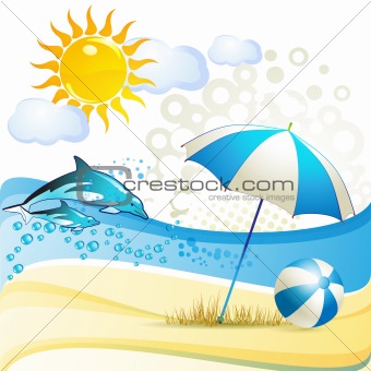 Beach with umbrella