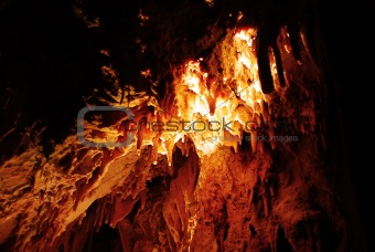Stalagmites in stone cave