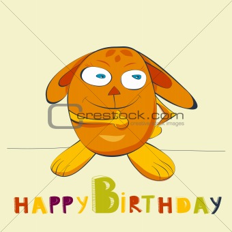 Birthday card with happy rabbit